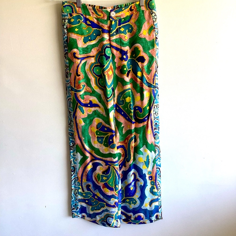 Maeve Rhiannon Satin Cropped Flare Pants NWOT